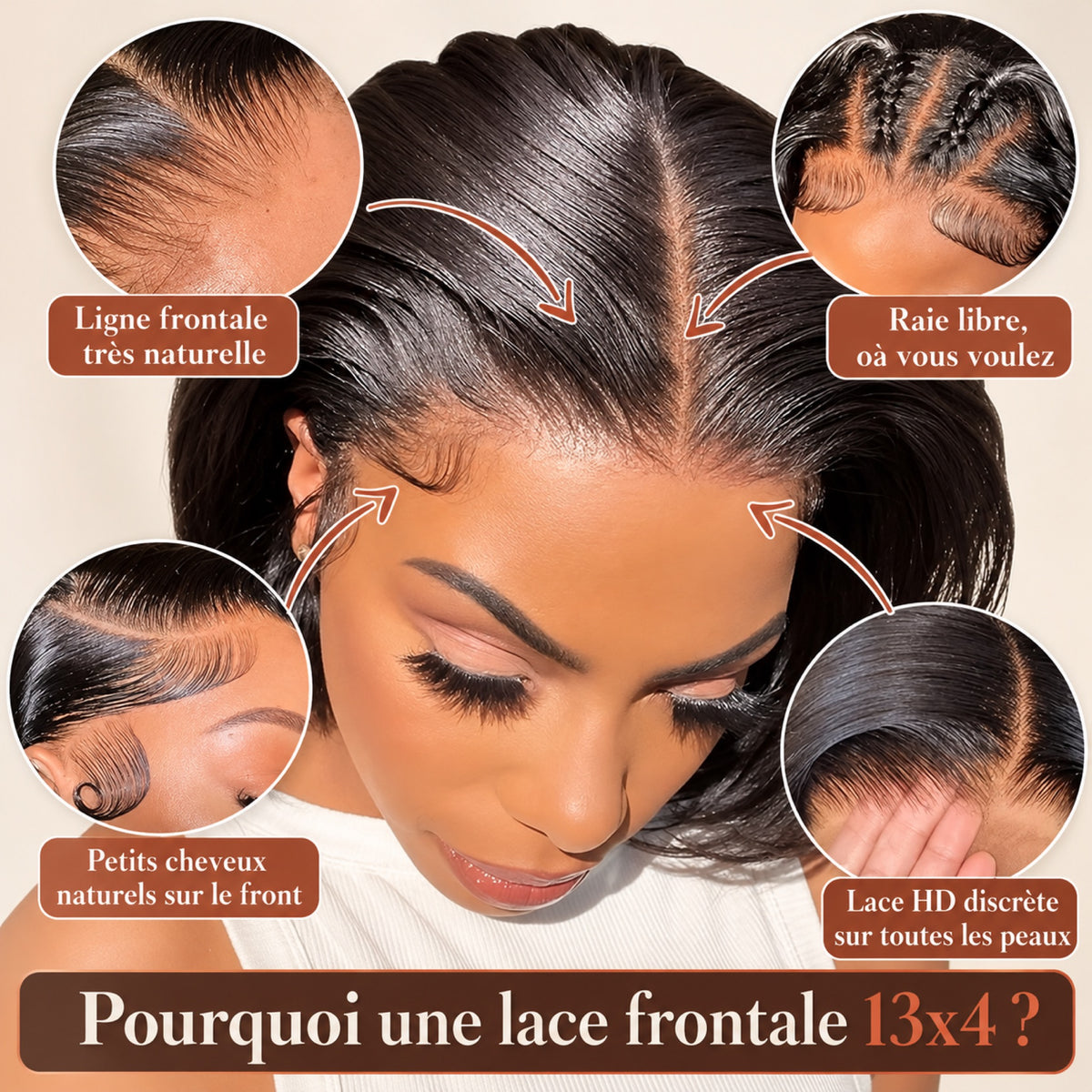Perruque carré lisse lace 13x4 – ligne frontale naturelle