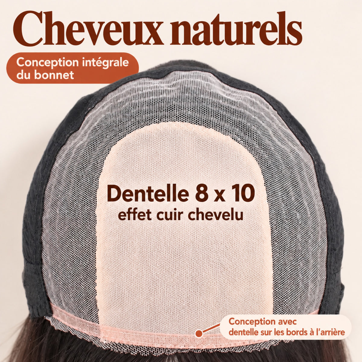 Perruque lace 8x10 – dentelle effet cuir chevelu