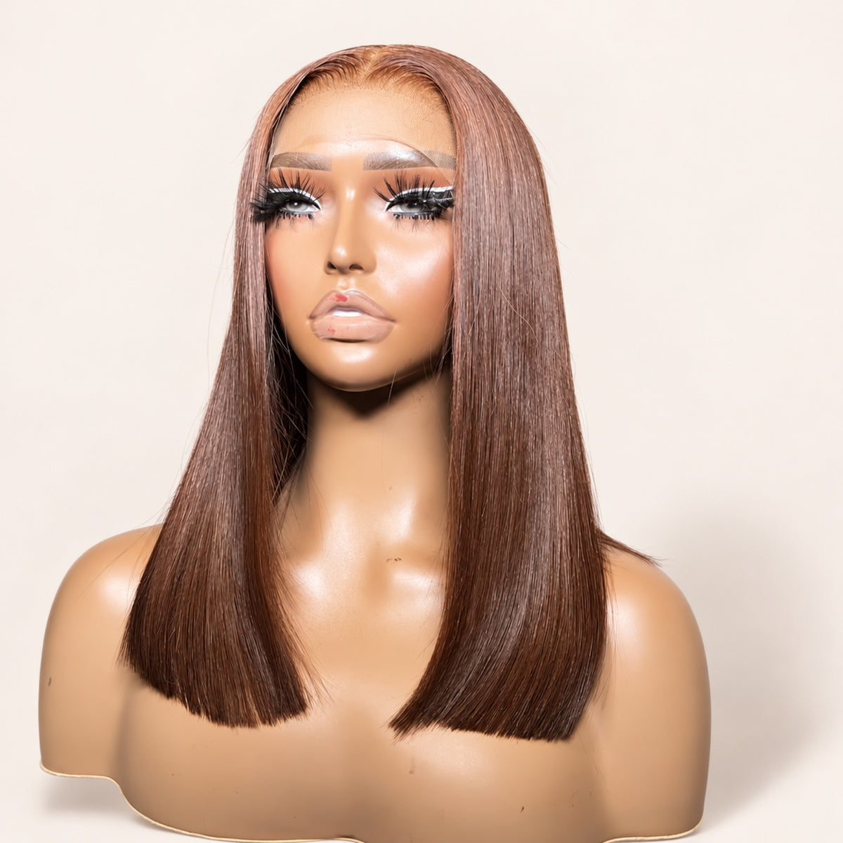 Perruque lisse sans colle en cheveux naturels