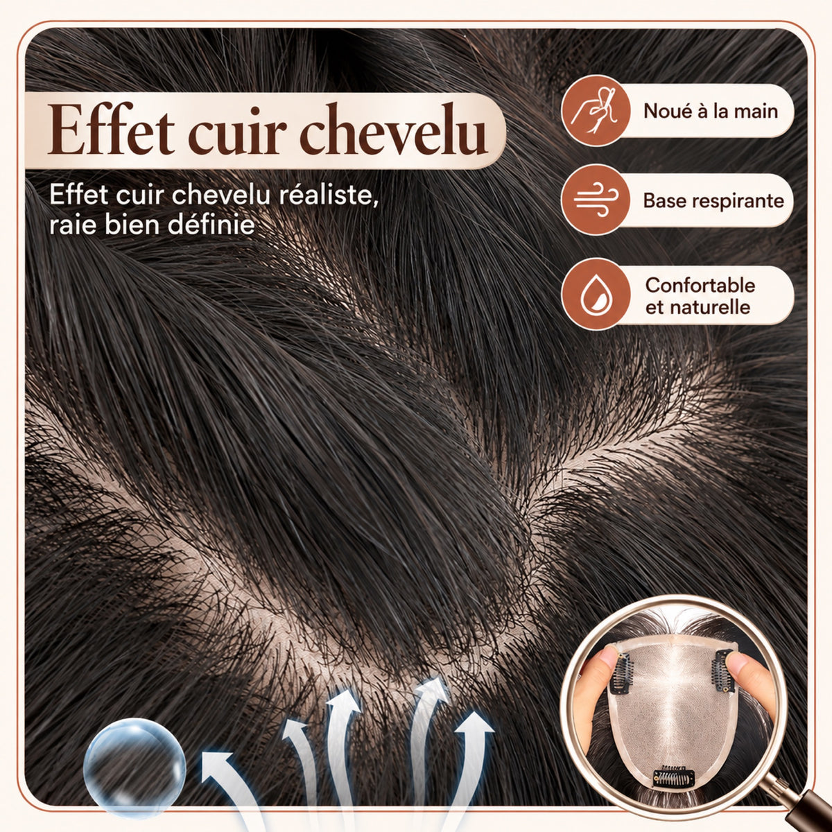 Complément capillaire femme – effet cuir chevelu