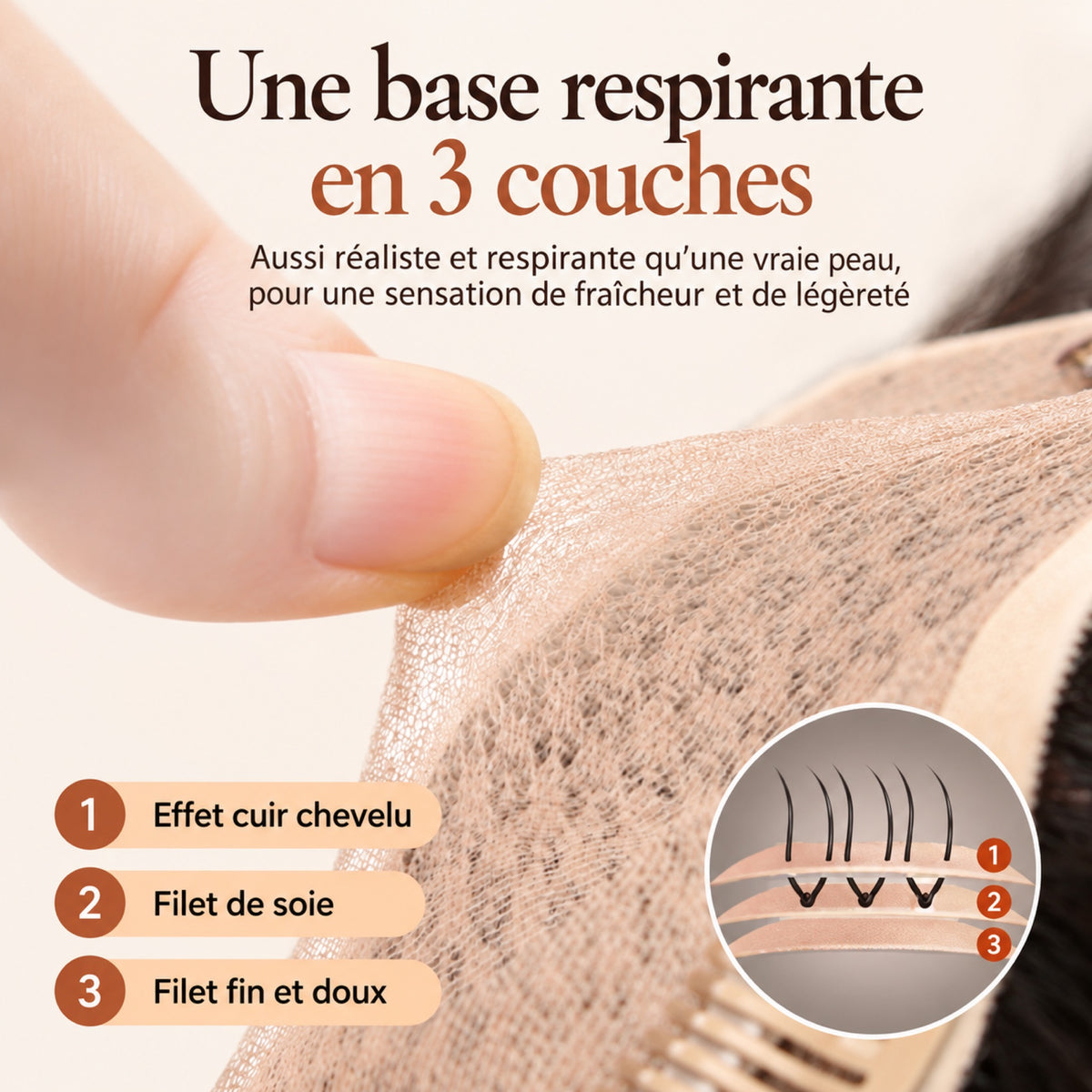 Complément capillaire femme – base respirante