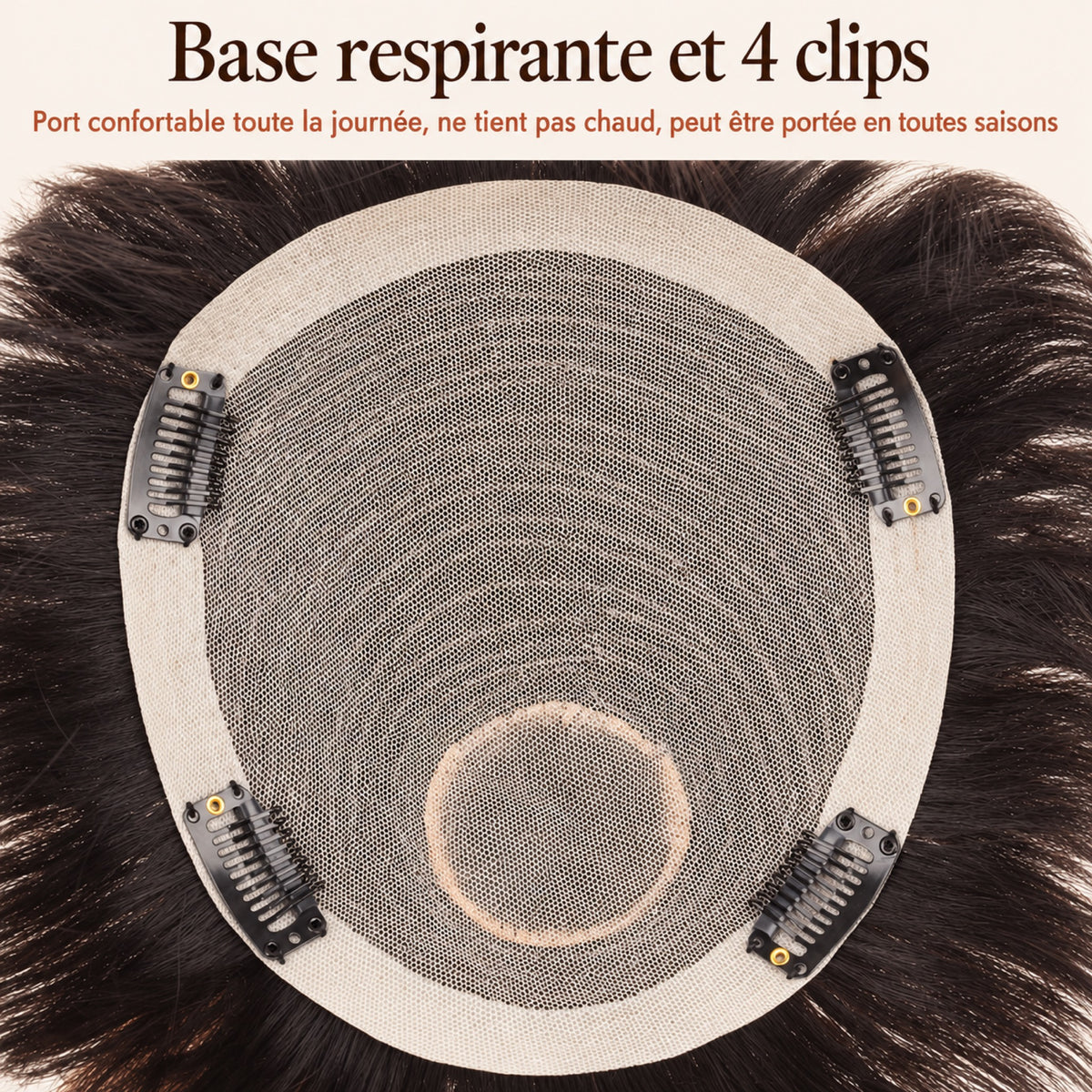 Complément capillaire homme – base respirante et 4 clips