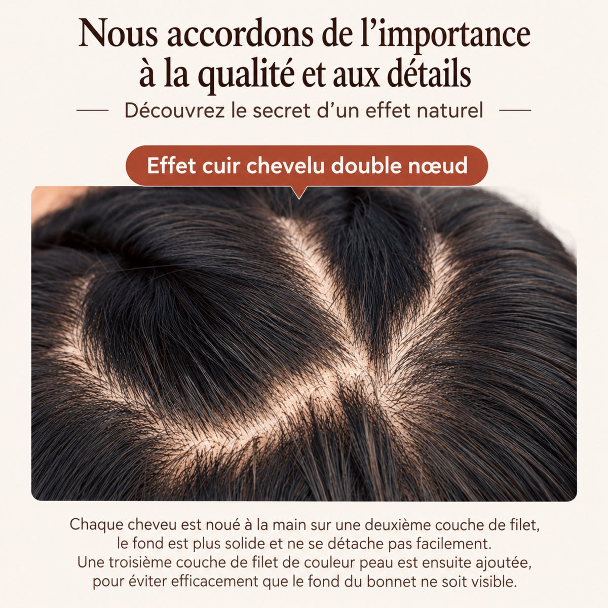 Prothèse capillaire homme double nœud – effet cuir chevelu
