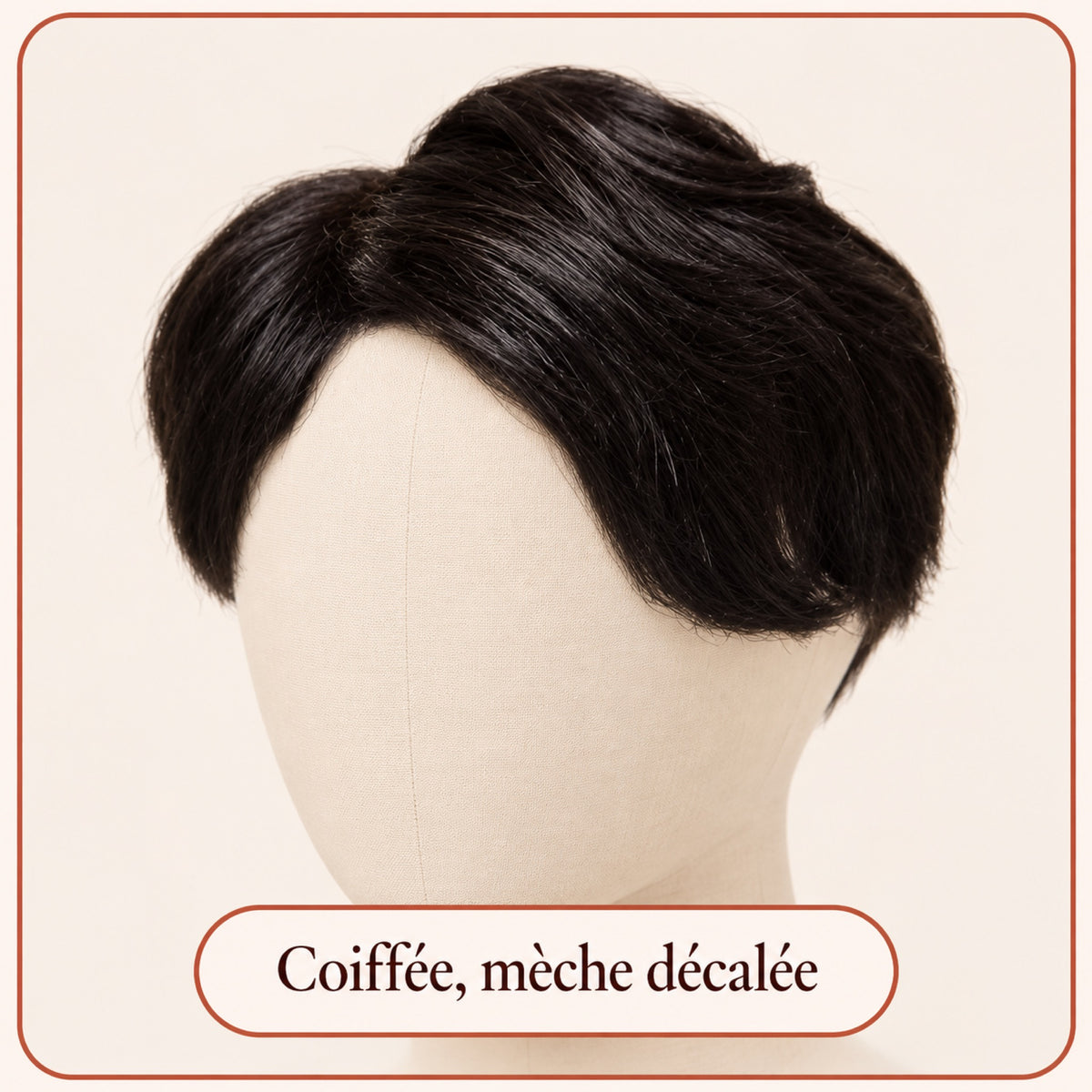 Prothèse capillaire homme double nœud, mèche décalée