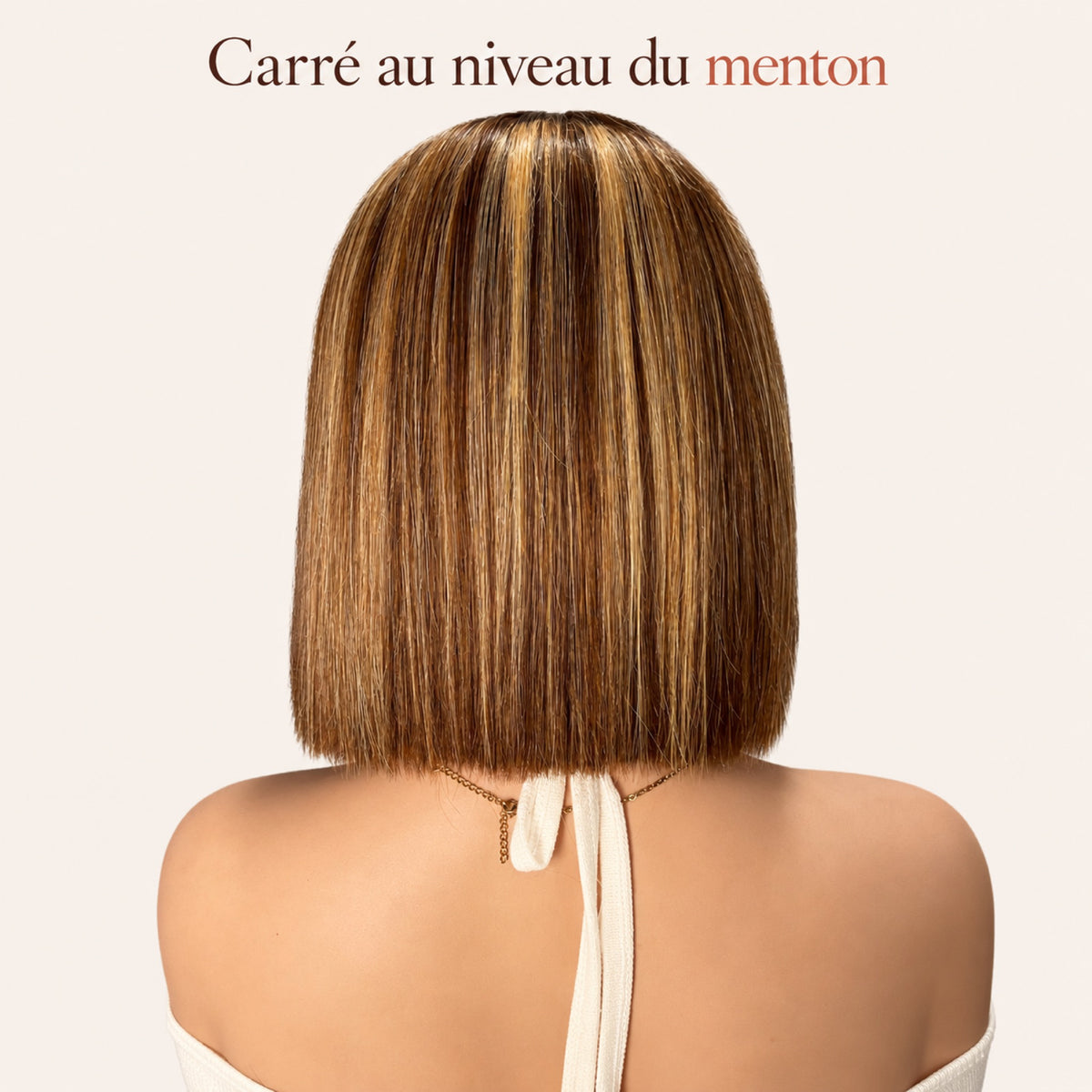 Perruque carré méché miel au niveau du menton